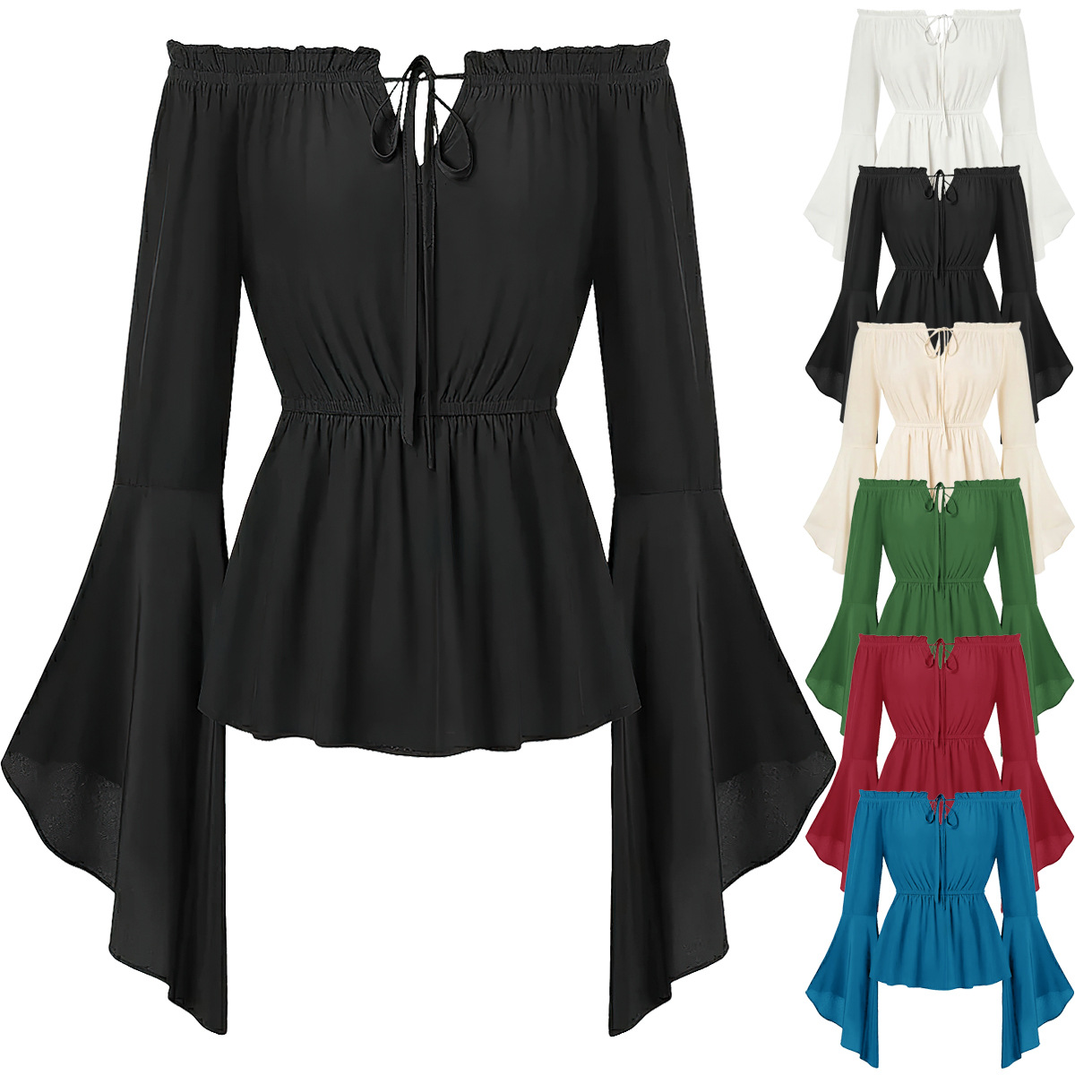Blouse Off Shoulder - Blusa Medievale con Spalle Scoperte per