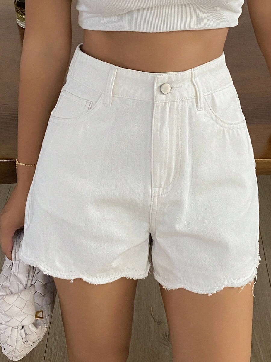 Shorts Denim Frayed - Shorts in denim casual da donna,