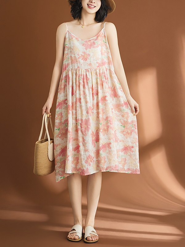 Linen Dress Wrap - Abito Casual da Donna in Cotone
