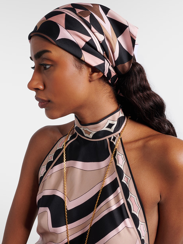 Headband Summer Knit - Foulard in Seta con Stampa Geometrica
