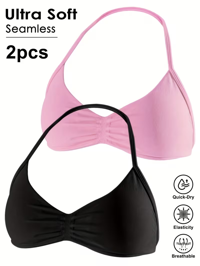 Crop Top Crochet - 2 pezzi Top corto da palestra