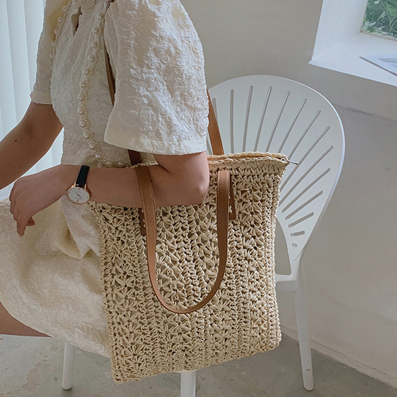 Borsa da spiaggia quadrata in  - Crochet Bag Raffia recensione e prezzo