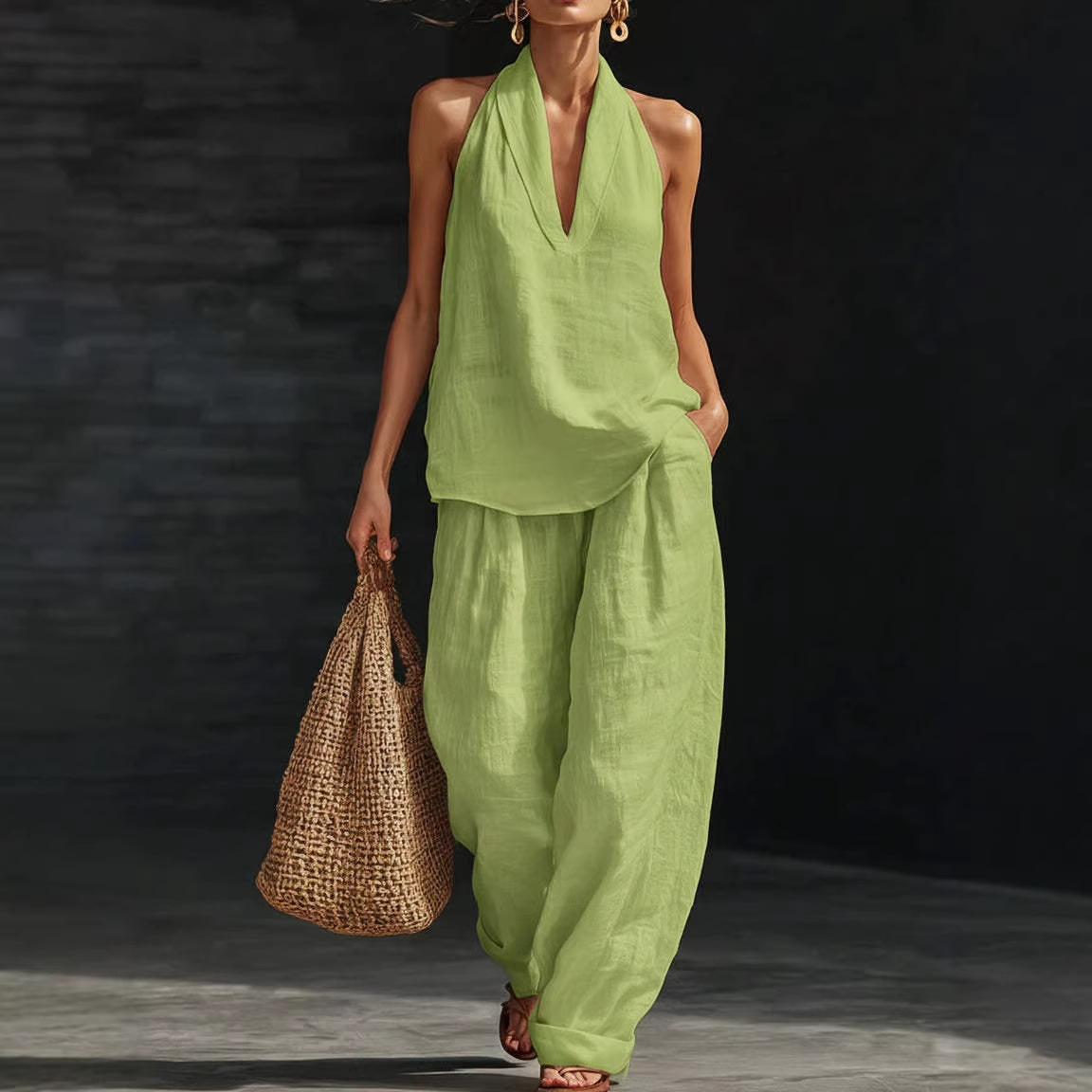 Completo estivo retrò in coton - Linen Pant Wide recensione e prezzo