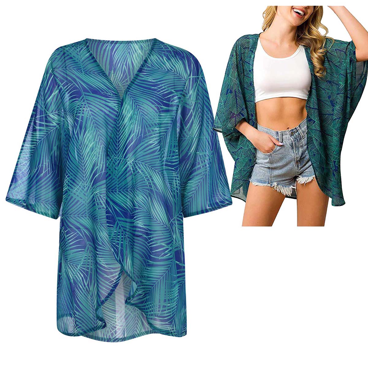 Cardigan kimono in chiffon tra - Kimono Sheer Floral recensione e prezzo