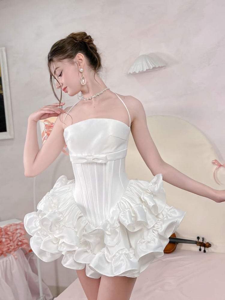 Women Pink White Lace-up Dress - Maxi Dress Halter recensione e prezzo